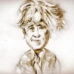 Sand portrait of Boris Johnson by artist Daria Tym, capturing the former British Prime Minister with expressive detail and dynamic sand art technique.