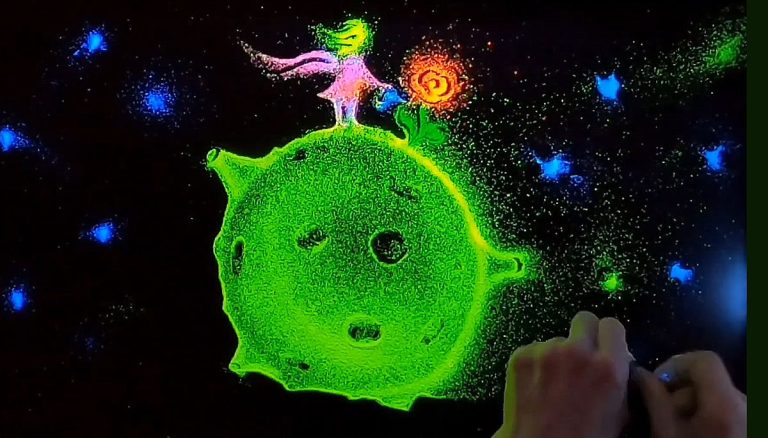 Sand-Animation-Artist-FSand-Animation-Artist-For-Hire-Daria-Tym-Paris-little-princeor-Hire-Daria-Tym-Paris-little-prince